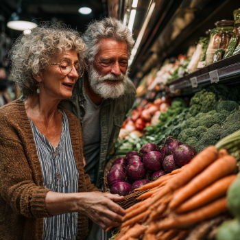 Idős ember egészséges ételt készít